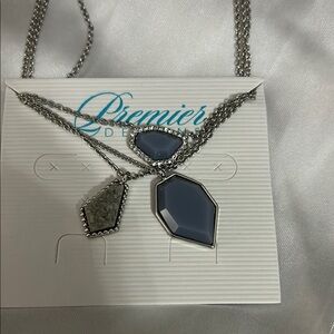 NEW Premier Designs Silver and Blue Multistrand Necklace